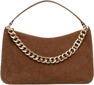 Twinset Bruine Leren Handtas met Klem - Dames - Handtassen - Bruin - ONE Size - Su&egrave;de - Tassen