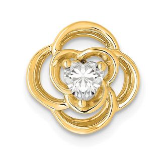 Diamond2Deal 14k Gold 1/4 Ct Lab Grown Diamond Flower Chain Slide Pendant