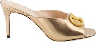 Valentino Garavani VLogo Heeled Sandal - Dames - Muiltjes - Geel - 38 EU - Leer - Schoenen