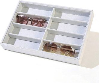 OEM Caja De Almacenamiento Para Gafas - Caja Expositora Con 8 Compartimentos - Multifuncional - Apta Para Gafas, Relojes Y Joyas - Beige