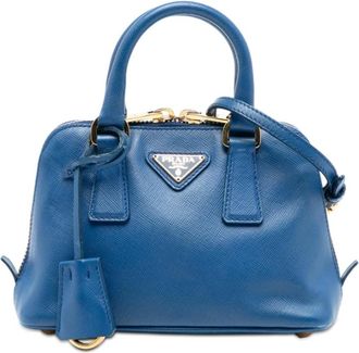Prada Pre-owned Handbags, female, Blue, Size: ONE SIZE Pre-owned Top Handle Satchel