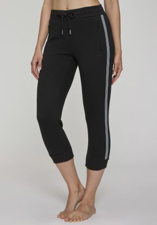 H.I.S Relax-Caprihose H.I.S, Damen, Gr. XL (48/50), N-Gr, schwarz, Interlock, Obermaterial: 100% Baumwolle, unifarben mit Farbeinsatz, bequem ca. Mitte Wade