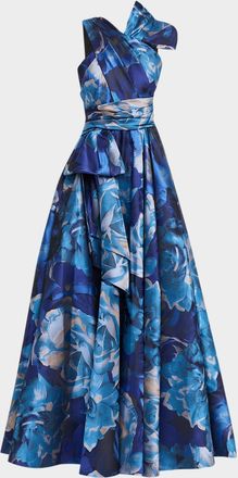 Talbot Runhof Rose Jacquard Gown