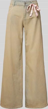 Review Wide Leg Jeans mit Schleifen-Detail in Sand, Gr&ouml;&szlig;e 30