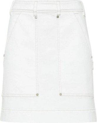 Brunello Cucinelli White Cotton Straight Skirt, Brand Size 44 (US Size 10)