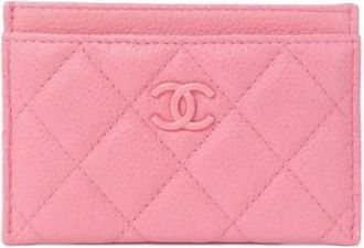Chanel Pre-owned Wallets, female, Pink, Size: ONE SIZE Pre-owned Caviar Skin Card Case