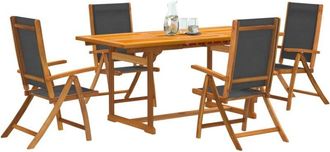 vidaXL Juego Comedor De Jard&iacute;n 5 Pzas Madera Maciza Acacia Y Textileno Vidaxl
