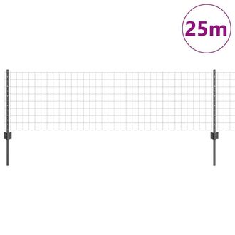 Berkfield Home Sturdy Euro Fence with 11 U Posts Grey 0, 6x25 m Steel