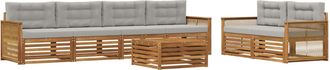 vidaXL Conjunto De Sof&aacute;s De Exterior 7 Uds. Natural Y Gris Claro Vidaxl