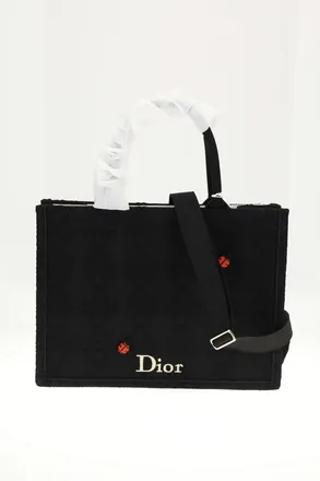 Dior Womens Medium Booktote Raffia Cannage Black Calf Leather (bos Taurus) Shoulder Bags