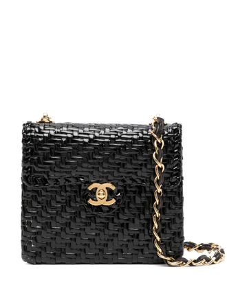 Chanel 2001 wicker flap crossbody bag - Black