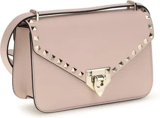 Valentino Garavani Womens Rockstud Mini Shoulder Bag Rose Quartz Calf Leather Bos Taurus
