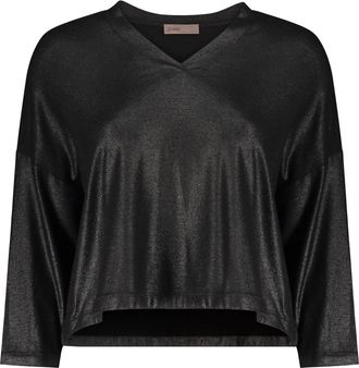 Herno V-hals Viscose Top - Dames - Longsleeves - Zwart - S - Tops