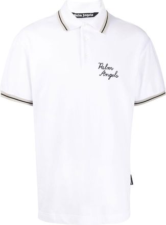 Palm Angels logo-embroidered polo shirt - men - Cotton/Polyester/Virgin Wool - M - White