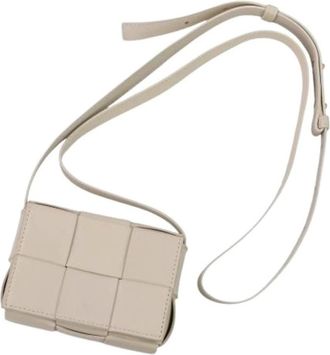 Bottega Veneta Pre-owned Cross Body Bags, male, Beige, Size: ONE SIZE Pre-owned Cassette Calf Leather Shoulder Bag