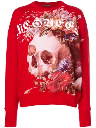 Alexander McQueen skull print sweatshirt - women - Cotton - 38 - Red