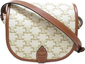 Celine Pre-owned Womens Logo Crossbody Bag - White Textile - One Size