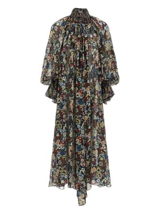Khaite Edgar floral-print high-neck dress - Black