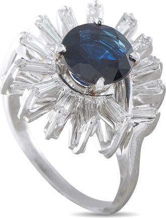 Luxury Bazaar Platinum 1.25ct Diamond and Sapphire Ballerina Ring MF01-062626