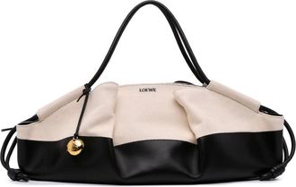 Loewe Pre-owned Loewe XL Shiny Calfskin and Canvas Paseo Satchel Ladies 62329