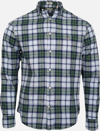GANT Mens GANT Regular Fit Cotton Linen Check Shirt, Woody Green - Size: 42/Regular