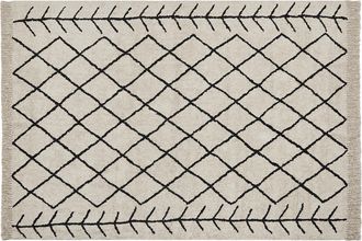 Beliani Alfombra De Algod&oacute;n Beige Negro 160 X 230 Cm Patr&oacute;n Geom&eacute;trico Oriental Bozkir