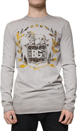 Dolce & Gabbana Mens Logo-Print Cotton Sweatshirt Gray Sweatshirts