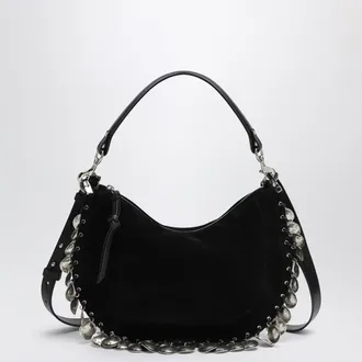 Isabel Marant Oskan Soft Zipped bag in black suede with medals