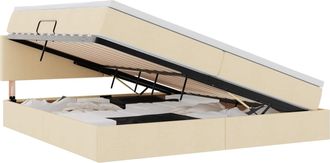 vidaXL Cama Con Almacenamiento Y Colch&oacute;n Crema 200 X 200 Cm Terciopelo Vidaxl
