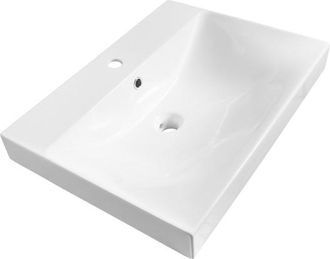 Saniclass Wave Meubelwastafel - 60x46x7.5cm - overloop - 1 wasbak - 1 kraangat - keramiek - wit