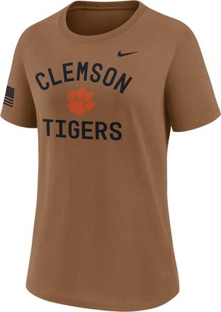 Nike Clemson 2026 Military Appreciation Nike Womens Dri-FIT College T-Shirt in Brown | 03KQ2EACLN-WYJ