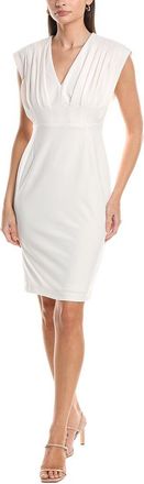 Anne Klein V-Neck Pleated Bodice Sheath Dress