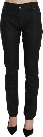 John Galliano High Waist Fit Leg Slim Jeans - Dames - Slim Fit Jeans - Zwart - XS - Katoen - Jeans