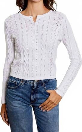Design History Pointelle Crew Cardigan In White