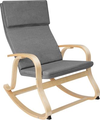 TecTake Mecedora con reposabrazos y coj&iacute;n de estructura de madera gris claro
