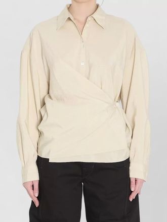 Christophe Lemaire straight collar twisted wrap silk shirt