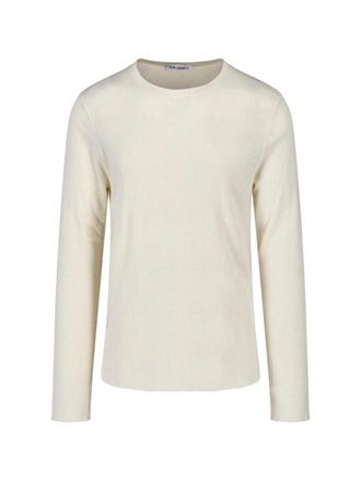 Our Legacy Cream Elongated Charred Shade Ribbed Knit Sweater