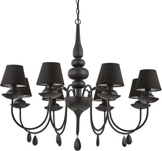 Ideal Lux Ideal Lux - Blanche - L&aacute;mpara De Ara&ntilde;a De 8 Luces Con Brazos M&uacute;ltiples, Acabado Negro, E14