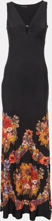Roberto Cavalli Multicolor Stretch Jersey Knit Maxi Dress
