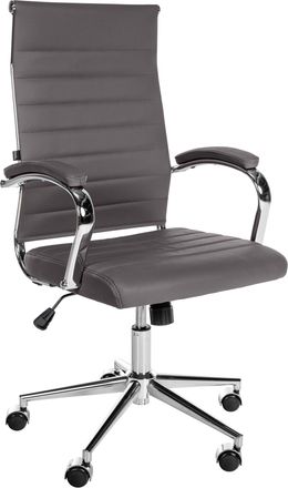 Clp Silla De Oficina Mollis De Cuero Aut&eacute;ntico Gris