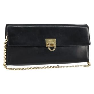Ferragamo Pre-owned Clutches, female, Black, Size: ONE SIZE Pre-owned Leather Shoulder Bag