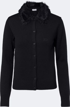 Loewe Cardigan Double L in lana a coste