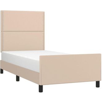 vidaXL Estructura Cama Sin Colch&oacute;n Cuero Sint&eacute;tico Capuchino 90x190 Cm Vidaxl