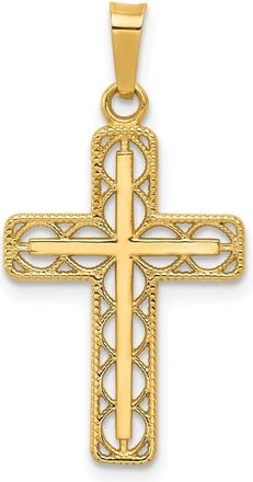 Diamond2Deal 14k Yellow Gold Polished Filigree Cross Pendant