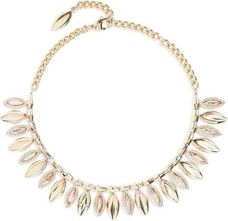 St. John Swarovski Crystal Leaf Collar Necklace in L G/crys Gld Sh/crys Slv Shade at Nordstrom
