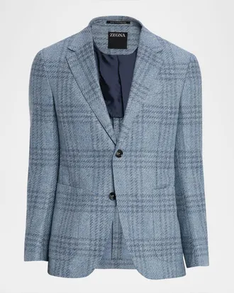 Ermenegildo Zegna Men & apos;s Maxi-Plaid Woven Patch-Pocket Sport Coat