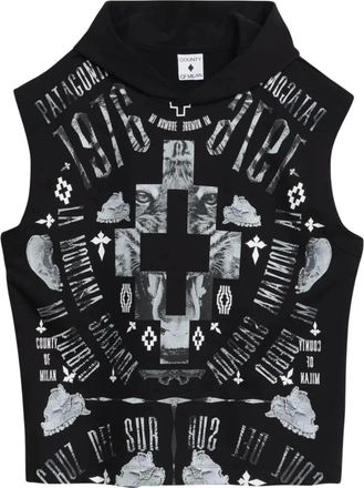 Marcelo Burlon S6Cmmahs 040 Mouwloos T-shirt - Heren - Hoodies - Zwart - M - Katoen - Hoodies & sweatvesten