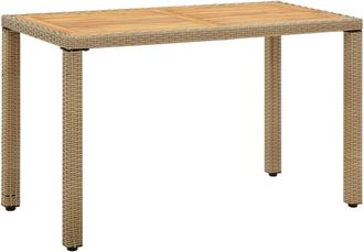 vidaXL Garden Table Beige 123x60x74 cm Poly Rattan&Solid Wood Acacia vidaXL