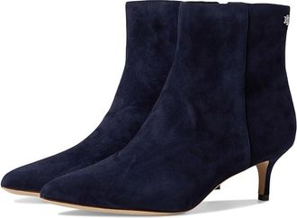 Lauren Ralph Lauren McKay Suede Bootie Heel Womens Boots Lauren Navy : 7.5 B - Medium