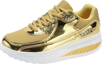 Generic Womens Plantar Fasciitis Orthopedic Gym Trainers Breathable Mesh Glitter Gold Silver Top Sneakers Stylish Lightweight Round Toe Walking Shoes for Men 